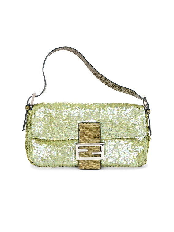 サラブランディ(☆∀☆) FWRD Renew Fendi Lizard Trimmed Sequin Baguette Shoulder Bag in