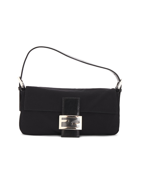 FWRD Renew Fendi Neoprene Baguette Shoulder Bag in Black | FWRD