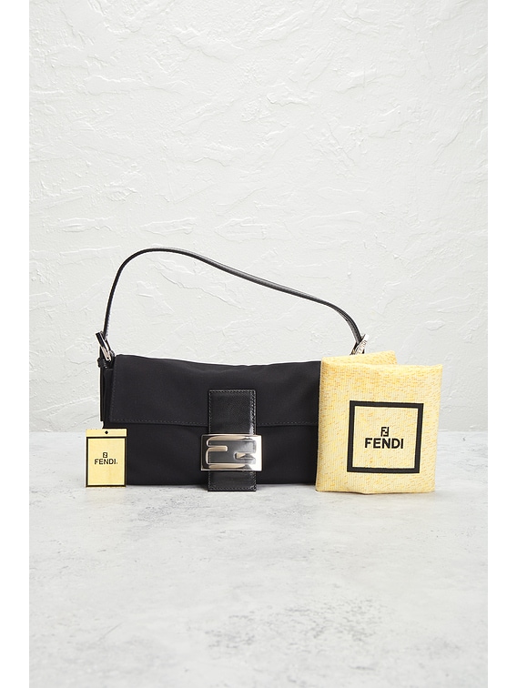 FWRD Renew Fendi Neoprene Baguette Shoulder Bag in Black | FWRD