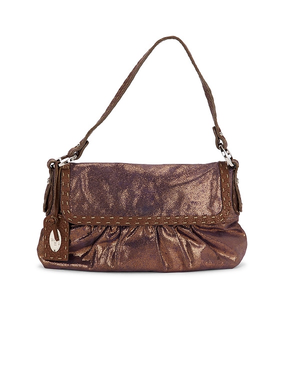 FWRD Renew Fendi Selleria Chef Shoulder Bag in Bronze | FWRD