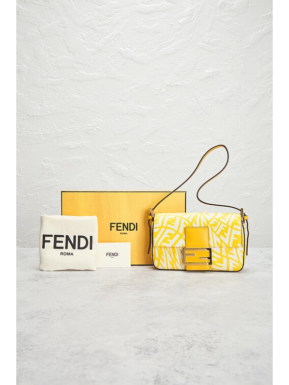 FWRD Renew Fendi Glazed Canvas Mini Baguette 1997 Shoulder Bag in