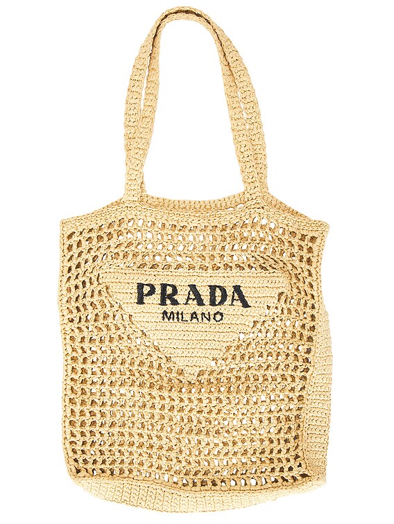 FWRD Renew Prada Raffia Tote Bag in Neutral | FWRD