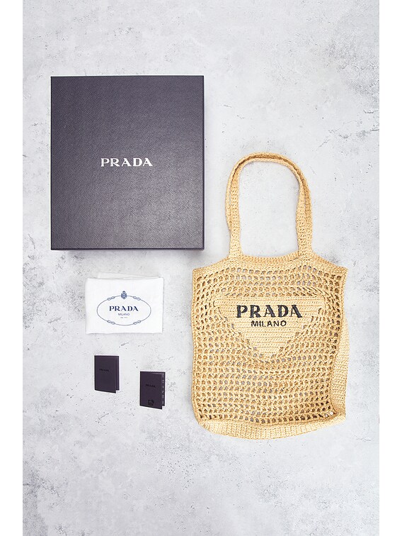 FWRD Renew Prada Raffia Tote Bag in Neutral | FWRD