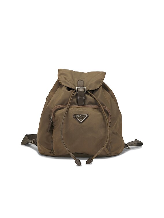 FWRD Renew Prada Nylon Backpack in Khaki | FWRD display picture 3