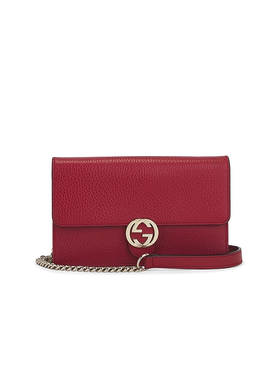 24AW new/GUCCI スクリプトウォレットチェーン Wallet Red 772639_0OP0T_6207_001_080_0000