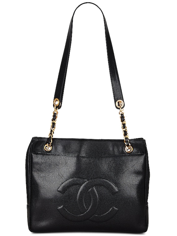 FWRD Renew Chanel Chain Tote Bag in Black