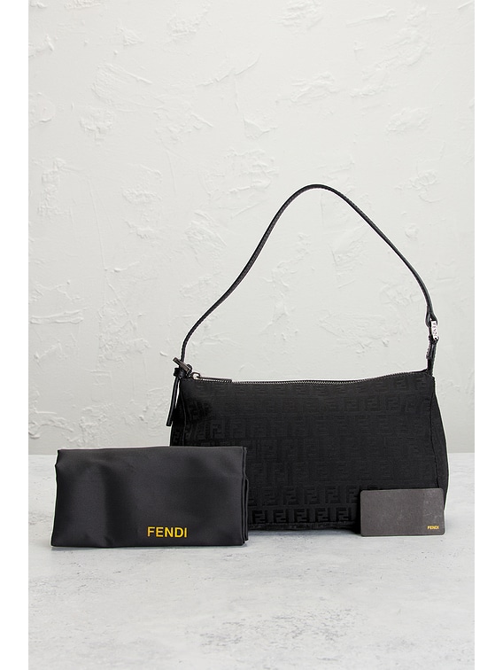 FWRD Renew Fendi Zucchino Pochette Shoulder Bag in Black | FWRD