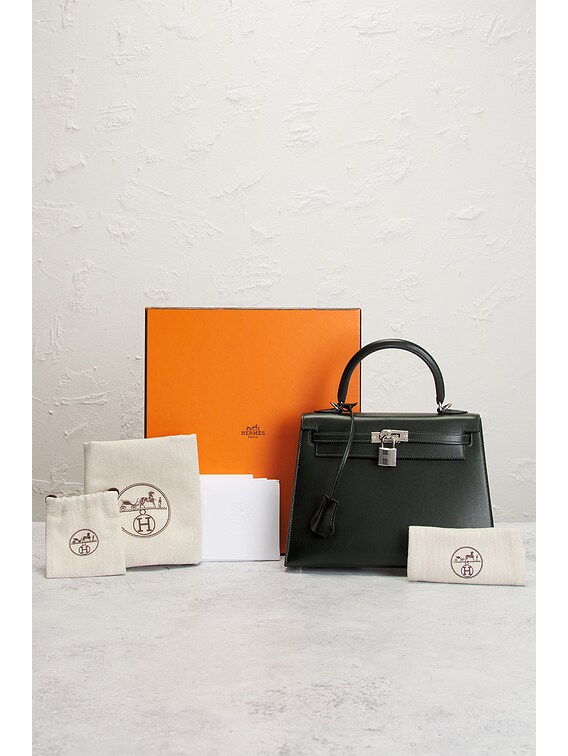 FWRD Renew Hermes Box Kelly 25 Sellier Handbag in Noir | FWRD