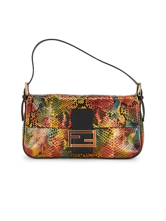 FWRD Renew Fendi Python Baguette Shoulder Bag in Multi | FWRD