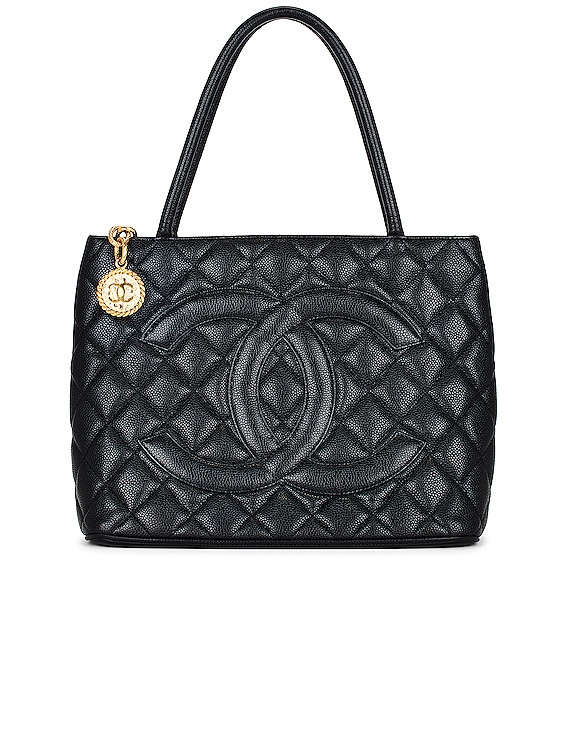 FWRD Renew Chanel Medallion Caviar Tote Bag in Black