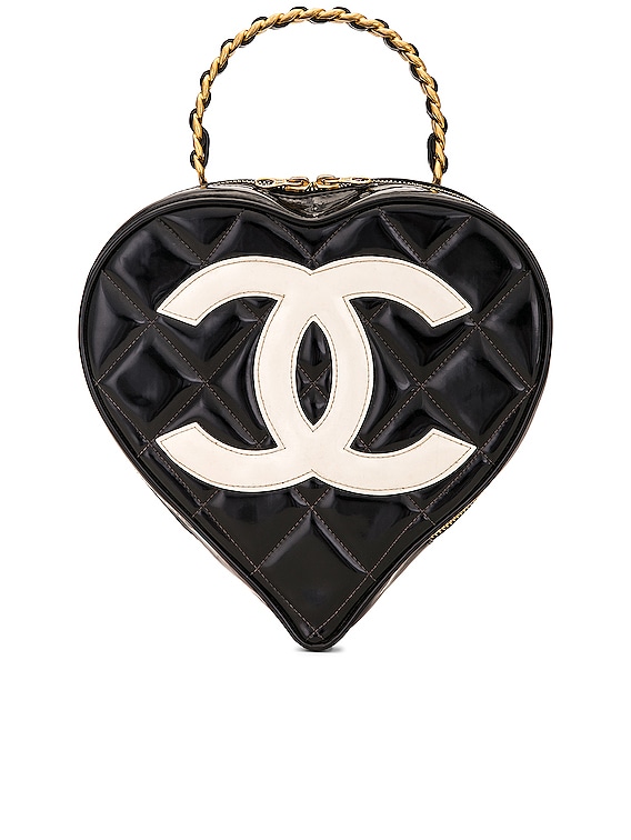 FWRD Renew Chanel Vintage Heart Shape CC Vanity Patent Bag in