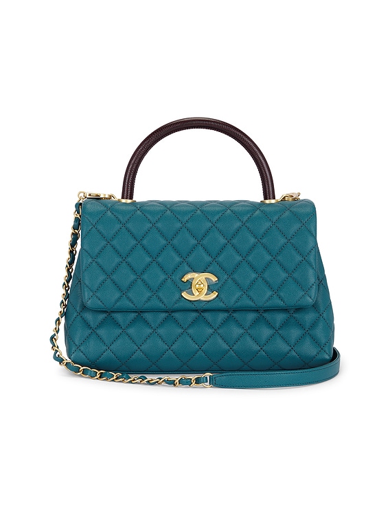 FWRD Renew Chanel Lizard Trimmed Caviar Coco Top Handle Bag in