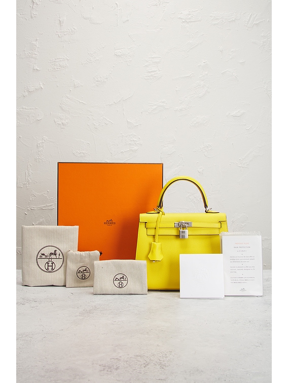 FWRD Renew Hermes Epsom Kelly 25 Sellier Handbag in Jaune De