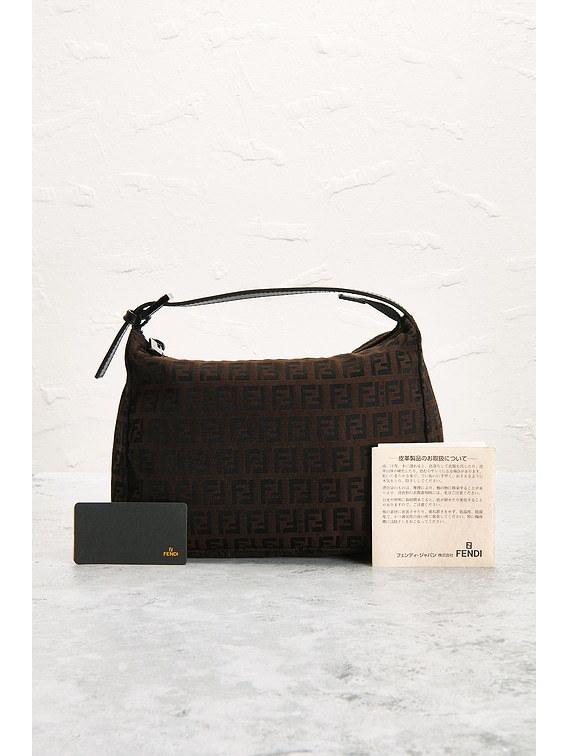 FWRD Renew Fendi Zucchino Vanity Handbag in Brown | FWRD