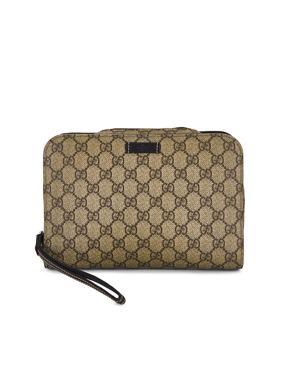 FWRD Renew Gucci Portfolio Pouch in Beige | FWRD