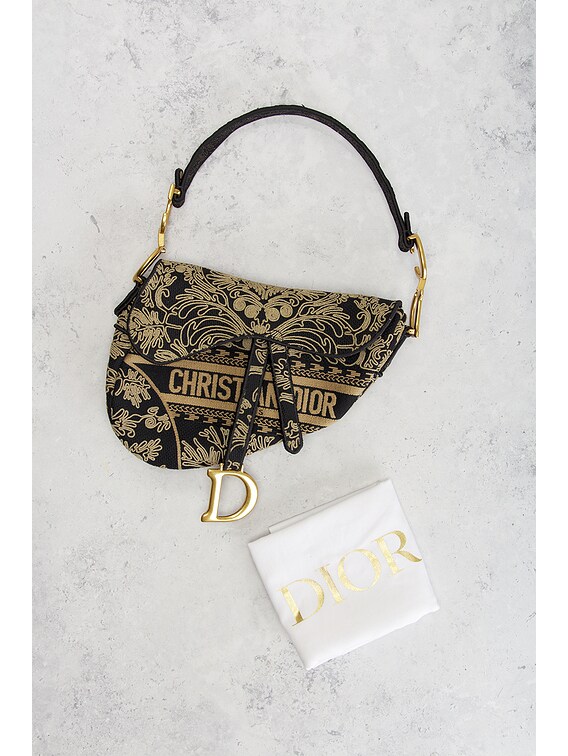 FWRD Renew Dior Ornamental Cornely Embroidery Saddle Bag in Blue