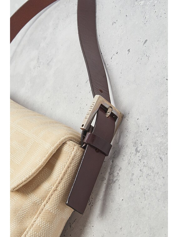 FWRD Renew Fendi Zucca Baguette Shoulder Bag in Ivory | FWRD