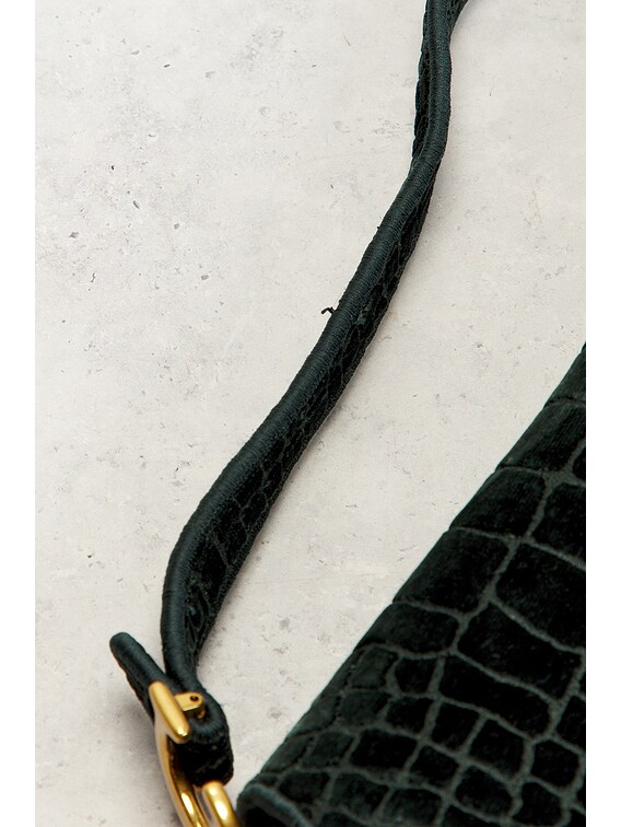 FWRD Renew Dior Velvet Crocodile Effect Saddle Bag in Green | FWRD