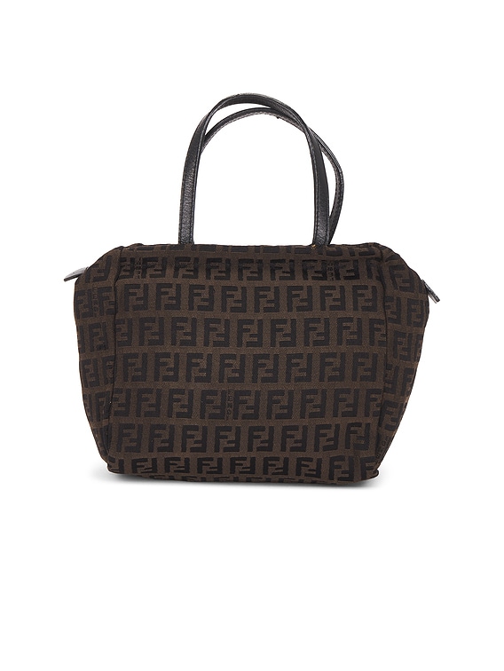 FWRD Renew Fendi Zucchino Mini Handbag in Brown | FWRD
