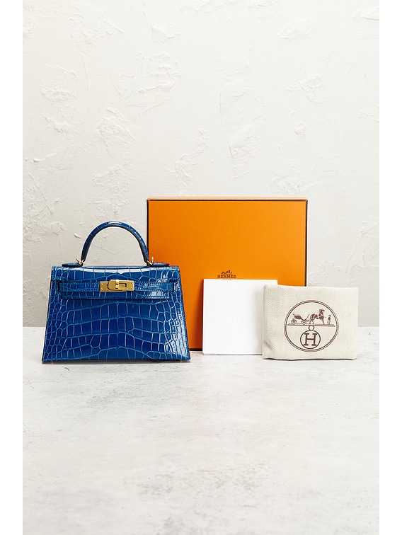 FWRD Renew Hermes Alligator Kelly 20 Handbag in Bleu Zellige | FWRD