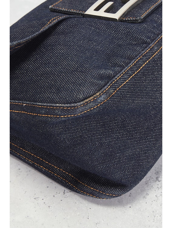 FWRD Renew Fendi Zucchino Mama Baguette Shoulder Bag in Blue | FWRD