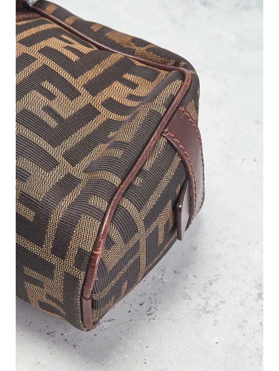 FWRD Renew Fendi Zucca Belted Boston Bag in Brown | FWRD