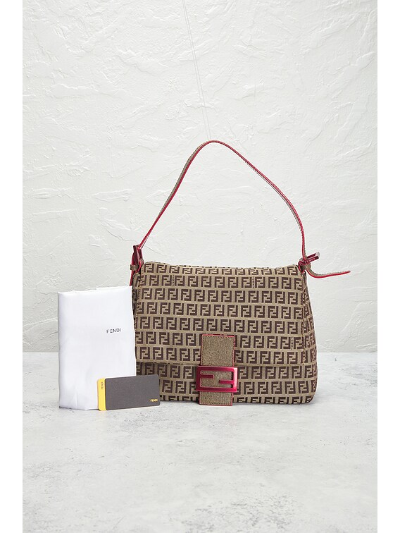 FWRD Renew Fendi Zucchino Mama Baguette Shoulder Bag in Beige | FWRD