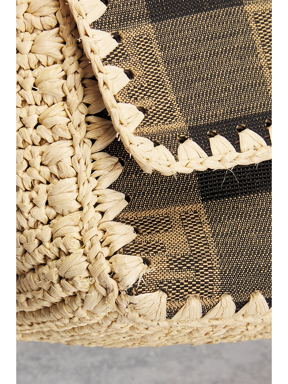 FWRD Renew Fendi Pequin Raffia Baguette Shoulder Bag in Brown | FWRD