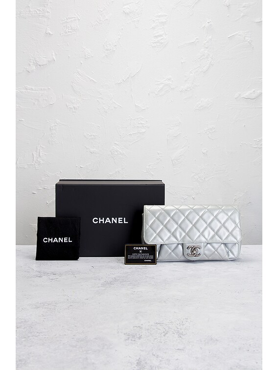 FWRD Renew Chanel Lambskin Flap Bag in Grey | FWRD