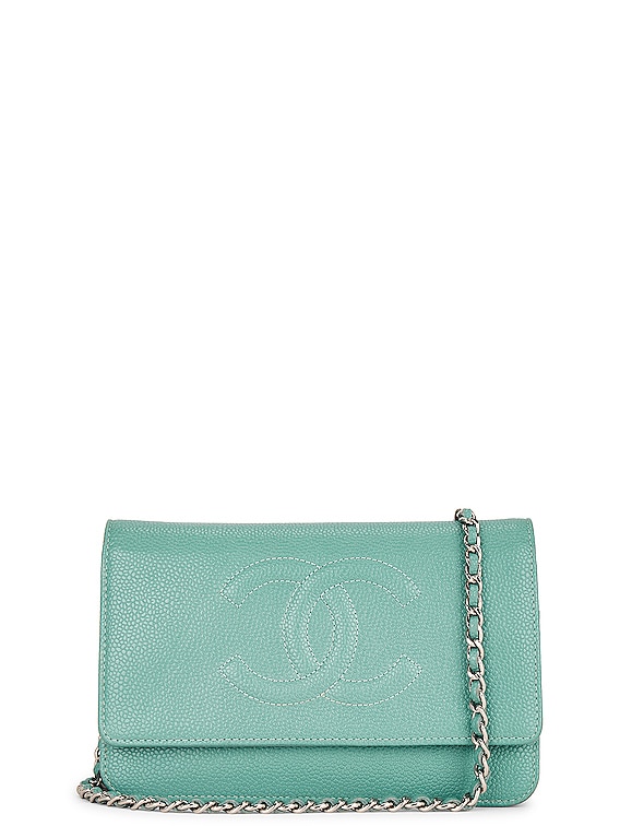 FWRD Renew Chanel Timeless CC Wallet on Chain Shoulder Bag in Turquoise