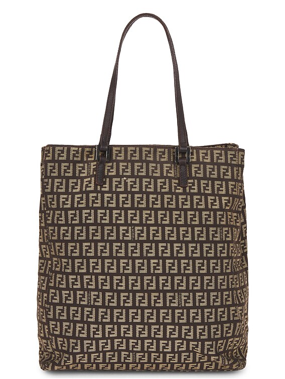 FWRD Renew Fendi Zucchino Tote Bag in Brown | FWRD
