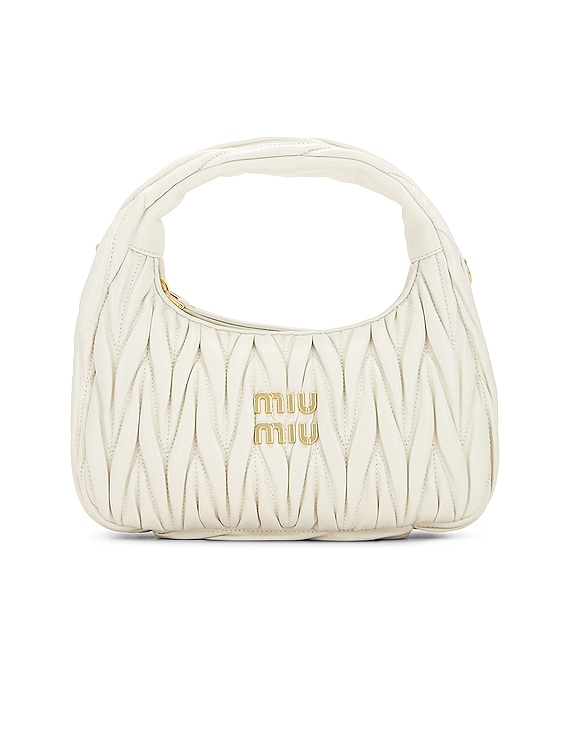 FWRD Renew Miu Miu Matelasse Shoulder Bag in Bianco