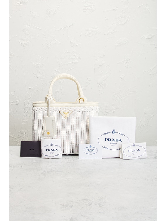 FWRD Renew Prada Wicker Basket Bag in White | FWRD