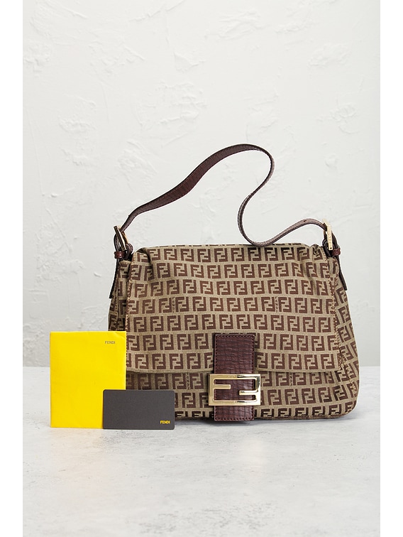 FWRD Renew Fendi Zucchino Mama Baguette Shoulder Bag in Brown | FWRD