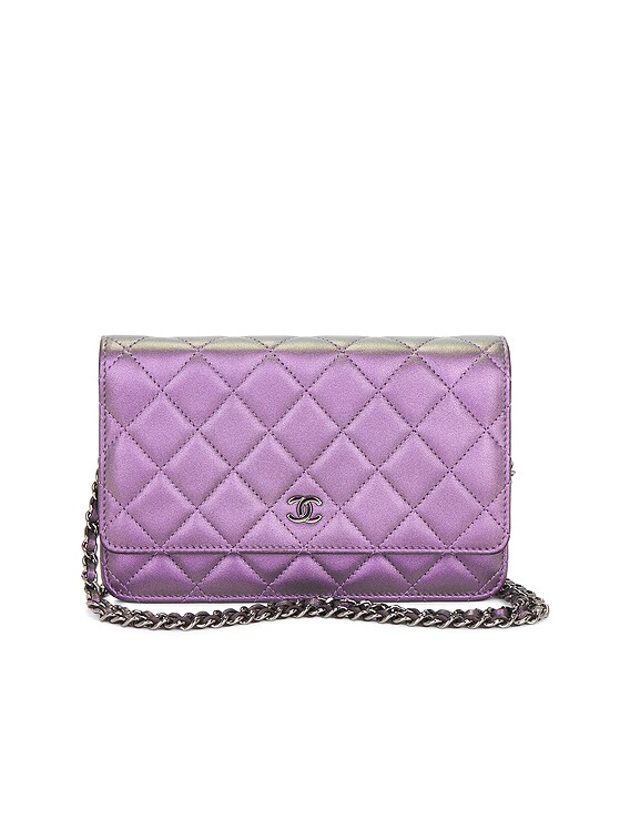 FWRD Renew Chanel Lambskin Classic Iridescent Wallet On Chain in