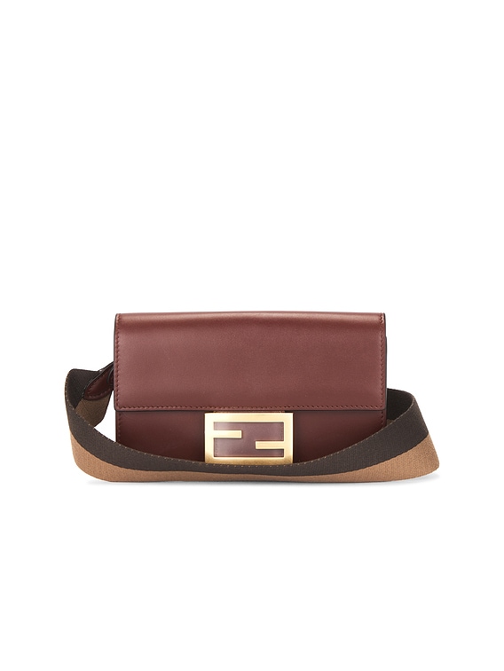 FWRD Renew Fendi Selleria Baguette Shoulder Bag in Brown | FWRD