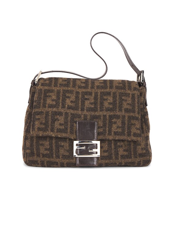 FWRD Renew Fendi Zucca Mama Forever Baguette Shoulder Bag in Brown