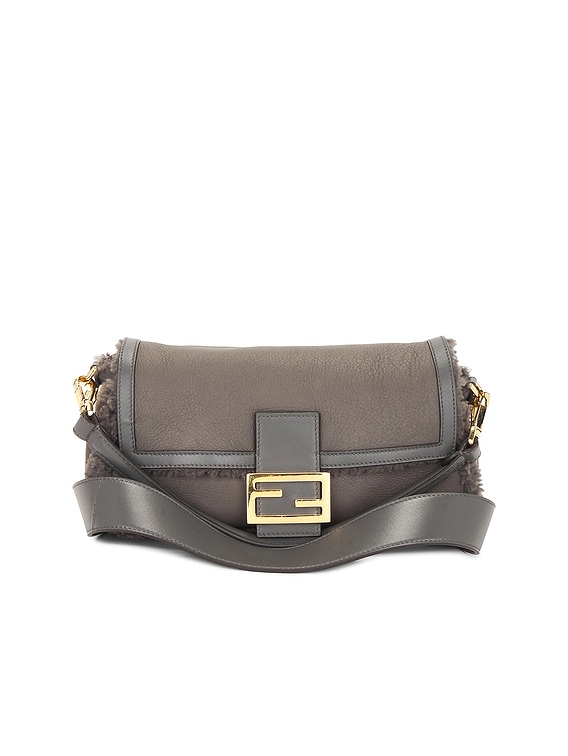 FWRD Renew Fendi Selleria Baguette Shoulder Bag in Grey | FWRD