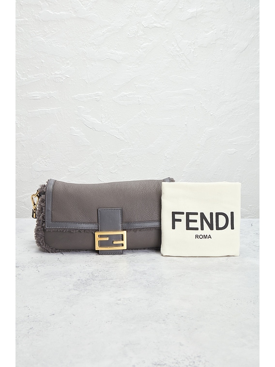 FWRD Renew Fendi Selleria Baguette Shoulder Bag in Grey | FWRD