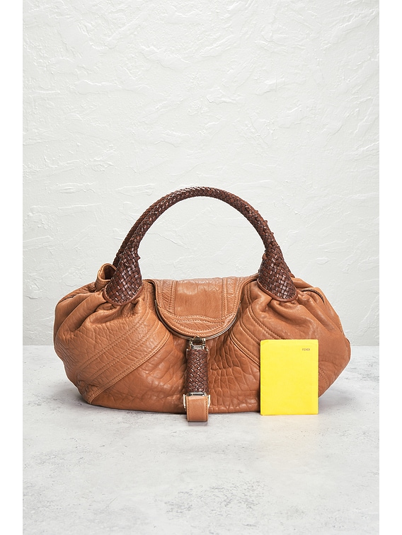 FWRD Renew Fendi Zucca Spy Handbag in Camel | FWRD