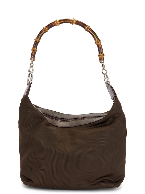 FWRD Renew Gucci Bamboo Shoulder Bag in Black | FWRD