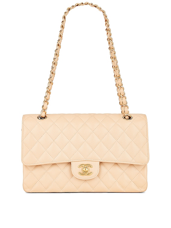 Chanel 2012 Quilted Caviar Classic Double Flap Bag in Beige
