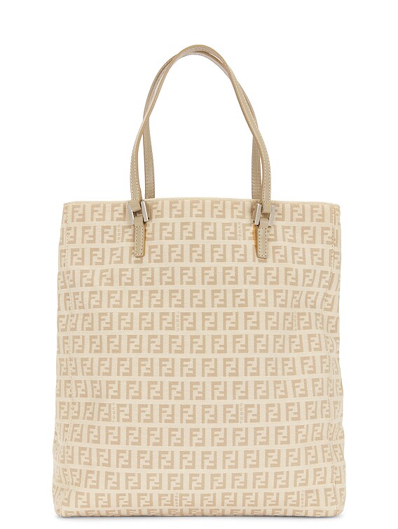 FWRD Renew Fendi Zucchino Tote Bag in Beige | FWRD
