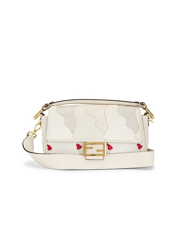 FWRD Renew Fendi Mink Fur Nappa Faces Baguette Shoulder Bag in