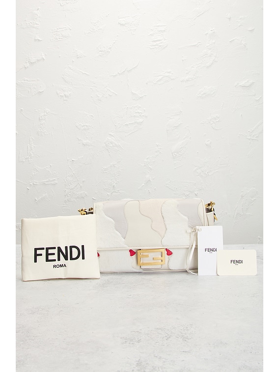 FWRD Renew Fendi Mink Fur Nappa Faces Baguette Shoulder Bag in