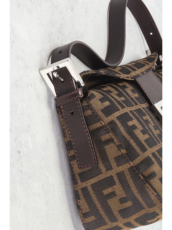 FWRD Renew Fendi Zucca Baguette Shoulder Bag in Tobacco Brown