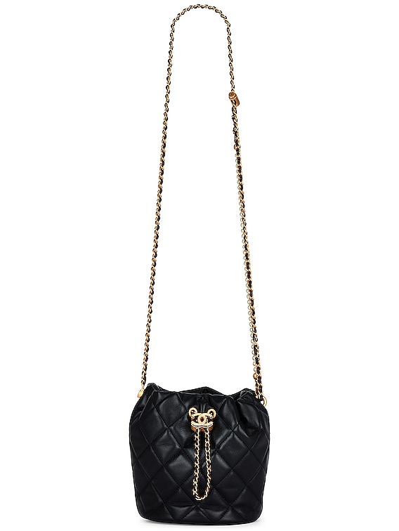FWRD Renew Chanel Matelasse Bucket Bag in Black