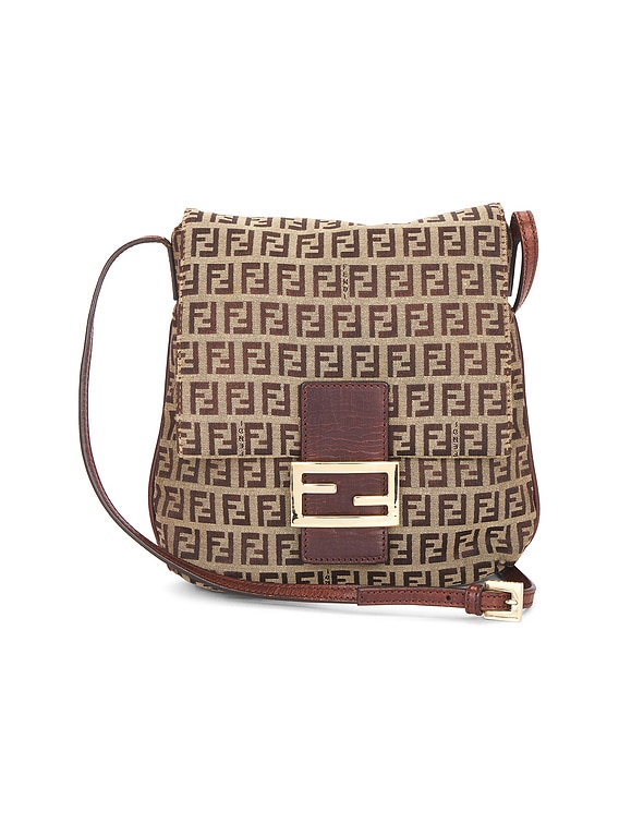 FWRD Renew Fendi Zucchino Crossbody Bag in Beige | FWRD
