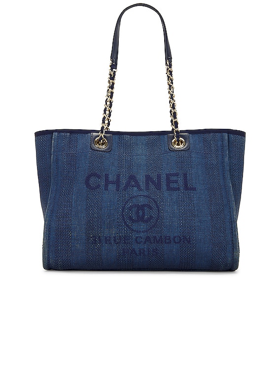 FWRD Renew Chanel Deauville Tote Bag in Blue