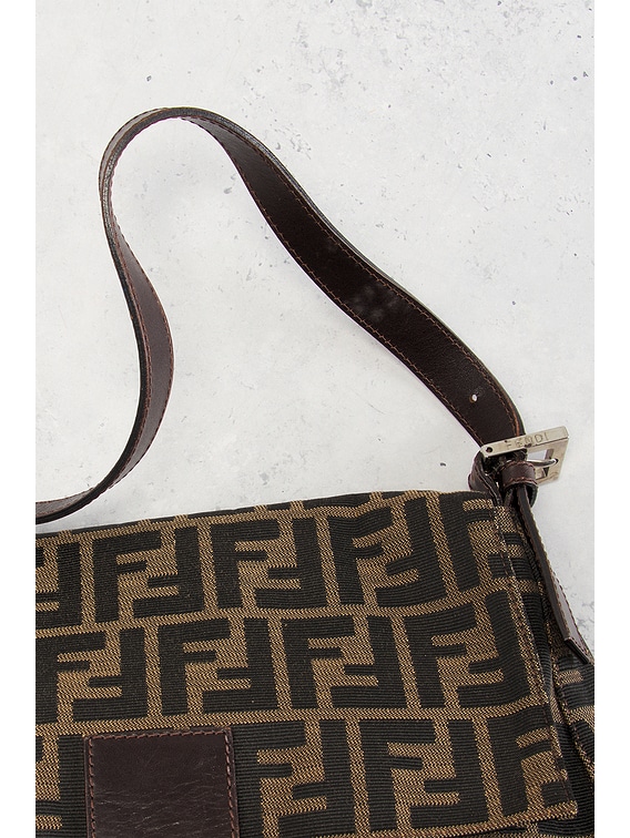 FWRD Renew Fendi Zucca Mama Forever Baguette Shoulder Bag in Brown